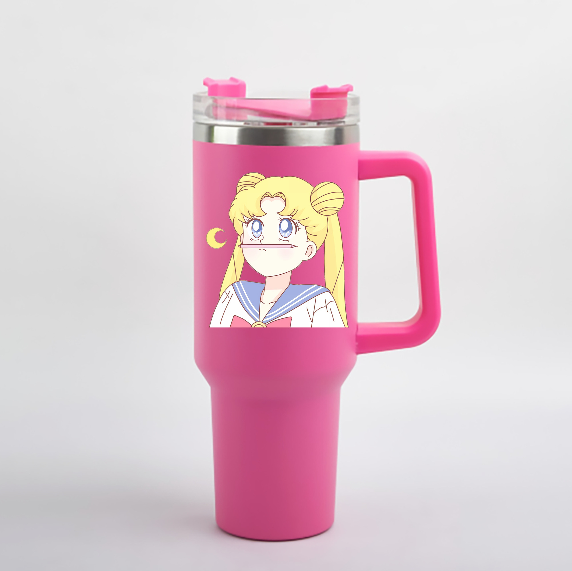 （画像用） 美少女戦士セーラームーン 愛野 美奈子 あいの みなこ Sailor Moon Aino Minako 1200mL車用タンブラー - クリスタルステッカー（プラスチックストロー付き）